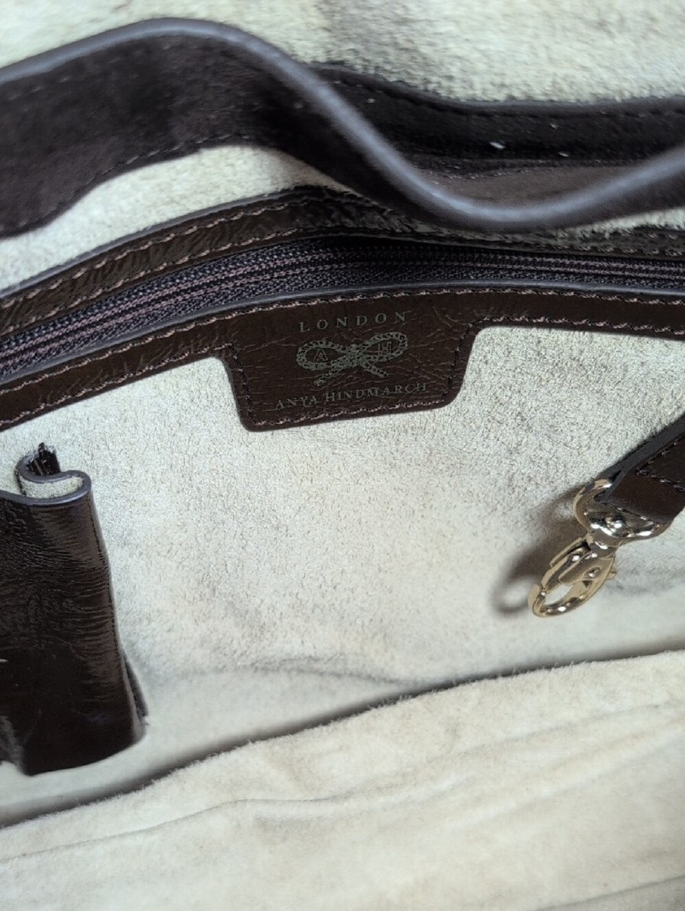 Anya Hindmarch Dark Brown Patent Leather And Suede Shoulder Bag - Picture 13 of 16
